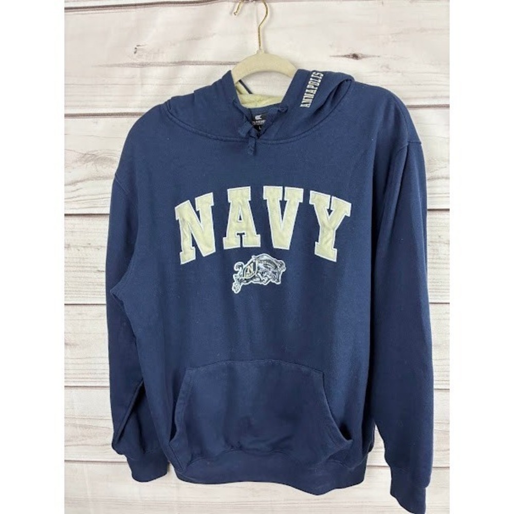 Colosseum US Navy Midshipmen Hoodie Mens L Annapolis Blue Pullover Sweatshirt